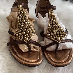 JESSICA SIMPSON BRONZE BEADED SANDAL